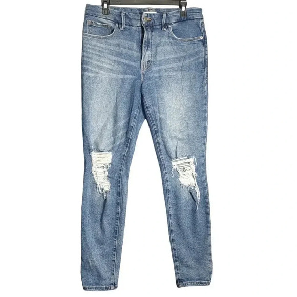 The Good American Denim - The Good American Women's BLue Denim Distressed Jeans